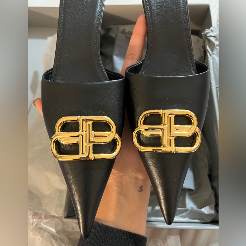 BALENCIAGA Knife BB Mule 40mm square black